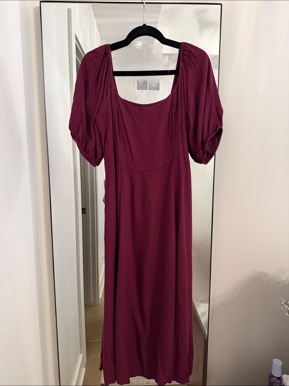 Old Navy Burgundy Puff Sleeve Maxi Dress